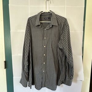 Mens Cremieux Blue and Gray Casual Button Down Shirt XXL